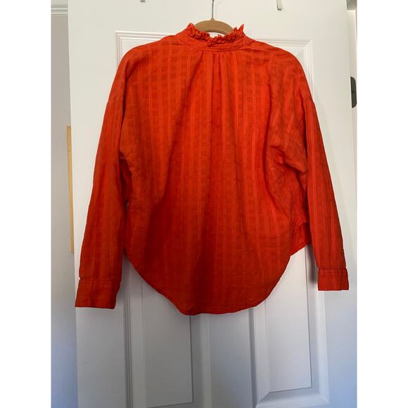 PILCRO Anthropologie Orange Top/Blouse Oversize XS 100% Cotton Boho - Picture 5 of 6